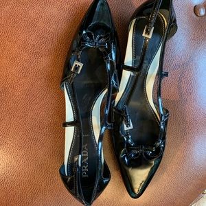 Prada Patent Leather Pointed Toe Square Heel Flat